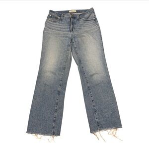 Madewell Flare Cali Demi Boot Jeans in Light Blue Size 27 Raw Hem